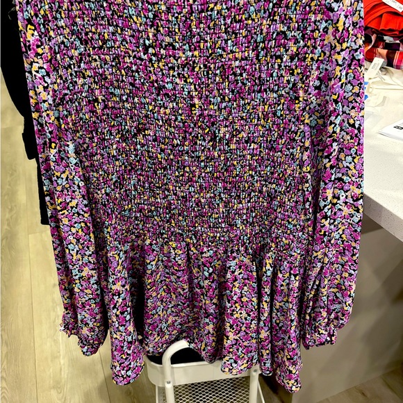 AE Size 3X Blouse raspberry, purple, gold, green, black background. - Picture 2 of 2